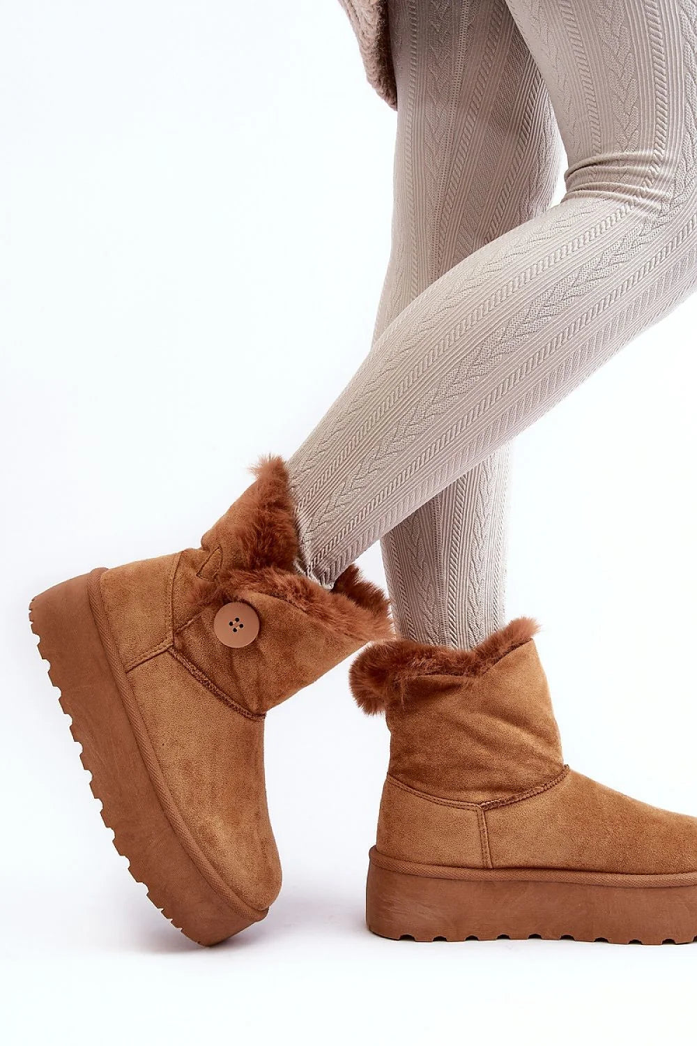 Bottes de neige pour femmes en suédine marron, fourrure, semelle épaisse, style moderne, confort, automne-hiver, mode, tailles 36-41