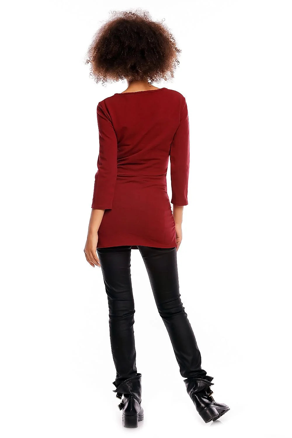 Haut de maternité coton bleu clair casual confort manches longues style élégant pour grossesse
