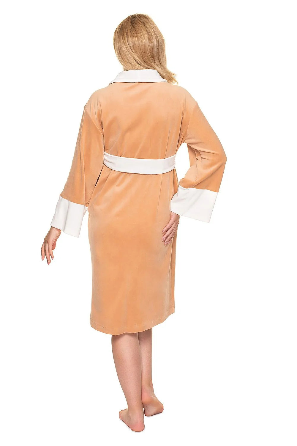 Peignoir maternité en velours doux, confortable, bleu clair, avec ceinture ajustable, pour futures mamans élégantes