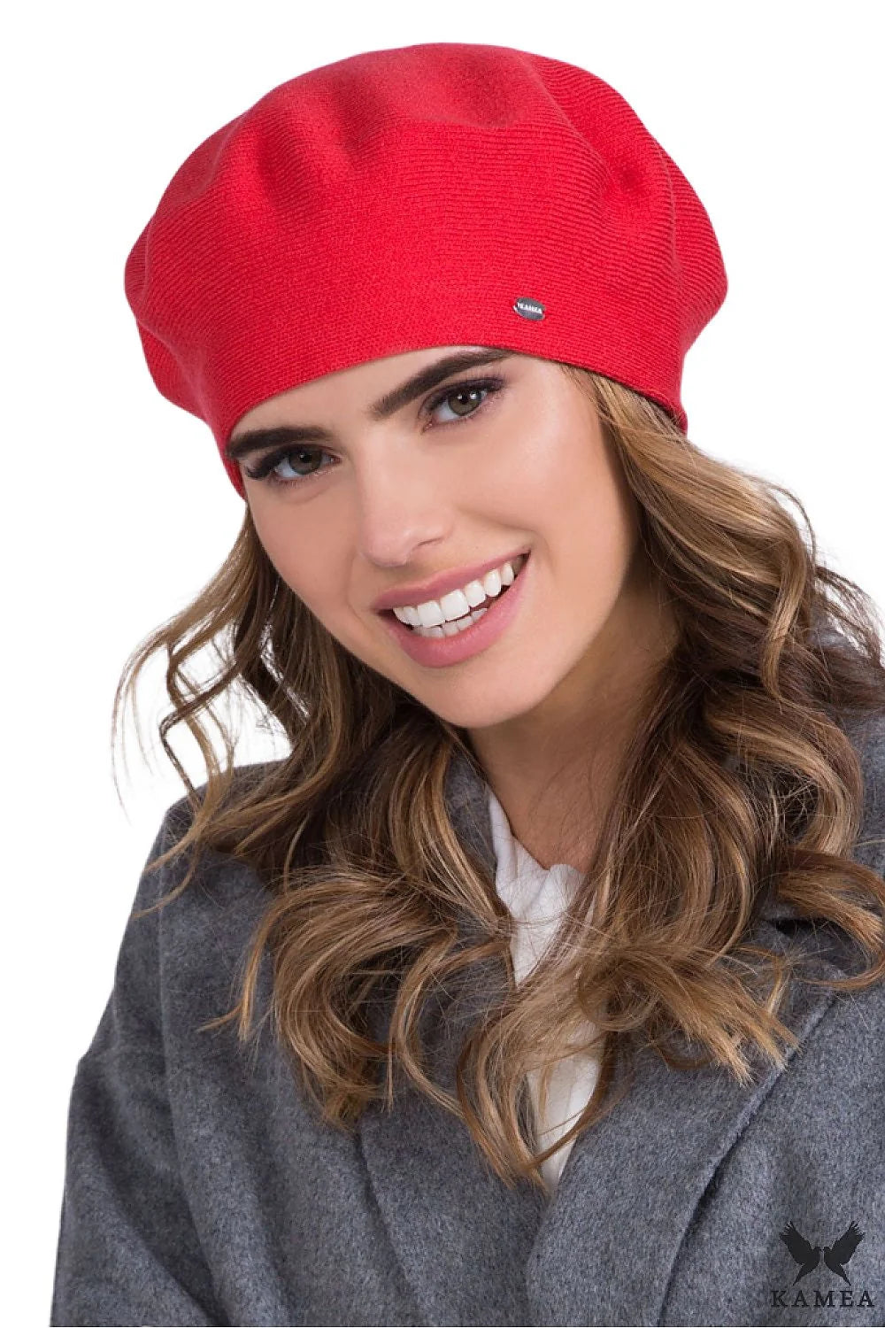 Béret pour femme classique élégant design intemporel style parisien couleur corail maille haute qualité douce confortable ajustement ample