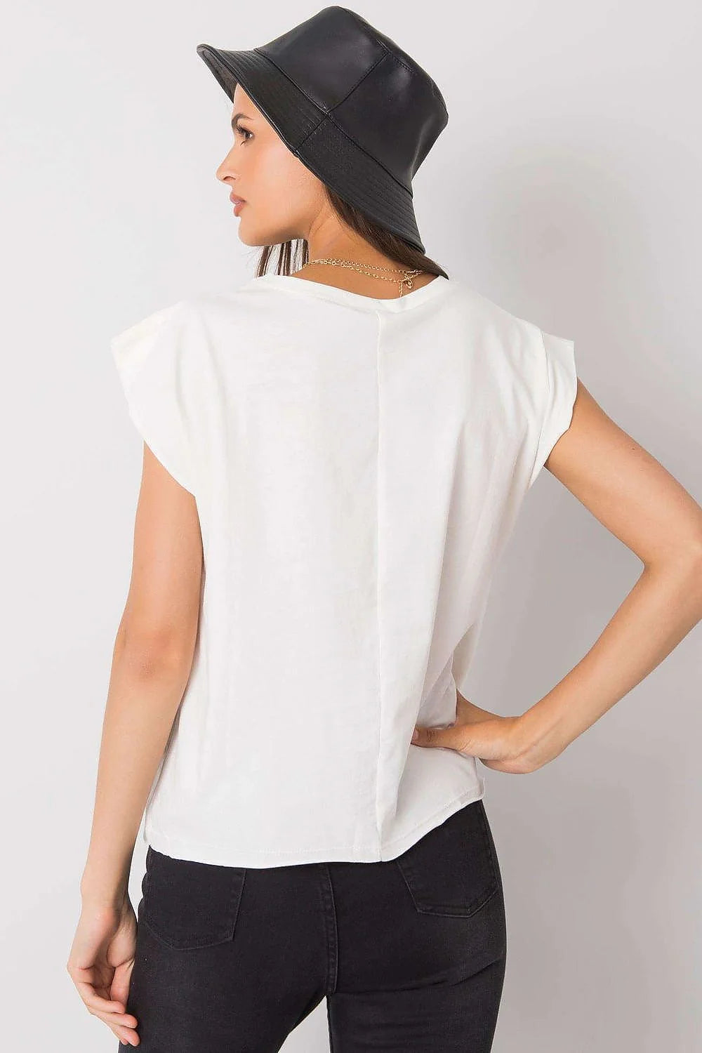 Tshirt Fancy femme noir coton jersey léger doux respirant coupe ample boxy manches courtes tombantes encolure ronde imprimé