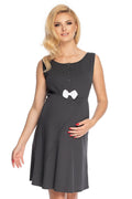Chemise de nuit maternité élégante blanche viscose élasthanne sans manches col rond nœud décoratif