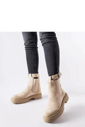 Bottes Abela pour femmes cuir suédé beige clair Chelsea style élastique latéral sangle réglable occasionnels