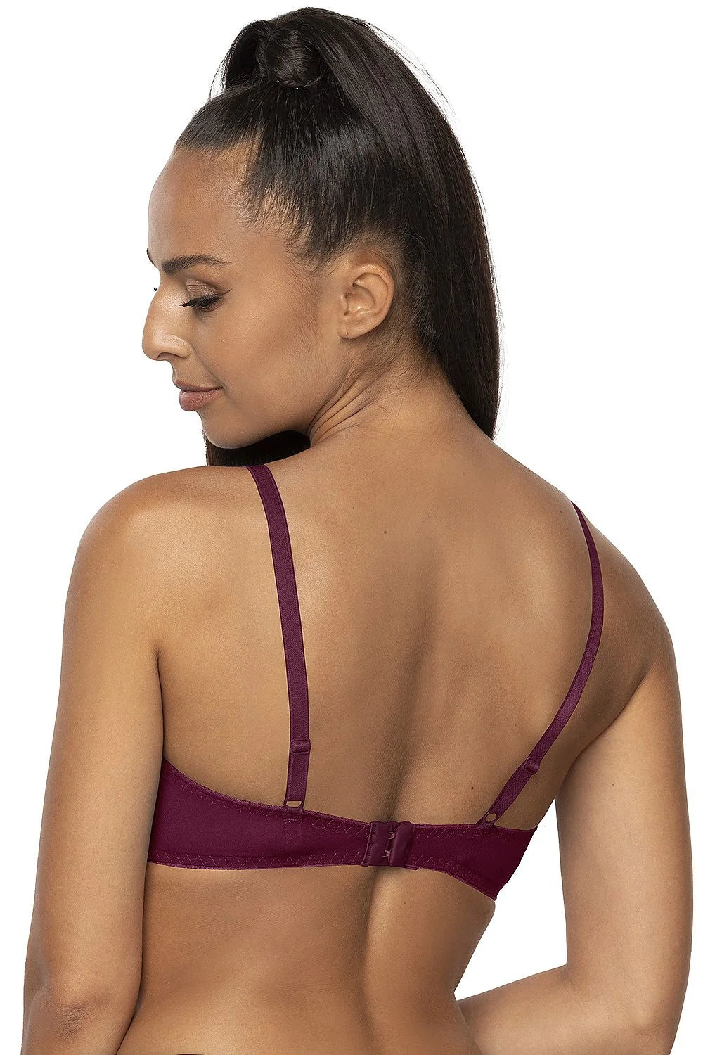 Soutien-gorge push-up maille beige dentelle bordeaux baleines bride ajustable féminin élégant