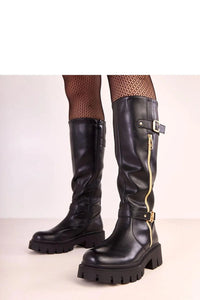 bottes cuissardes femme noir similicuir écologique lisse tige34cm bout rond confortable talon5cm plateforme crantée zip doré