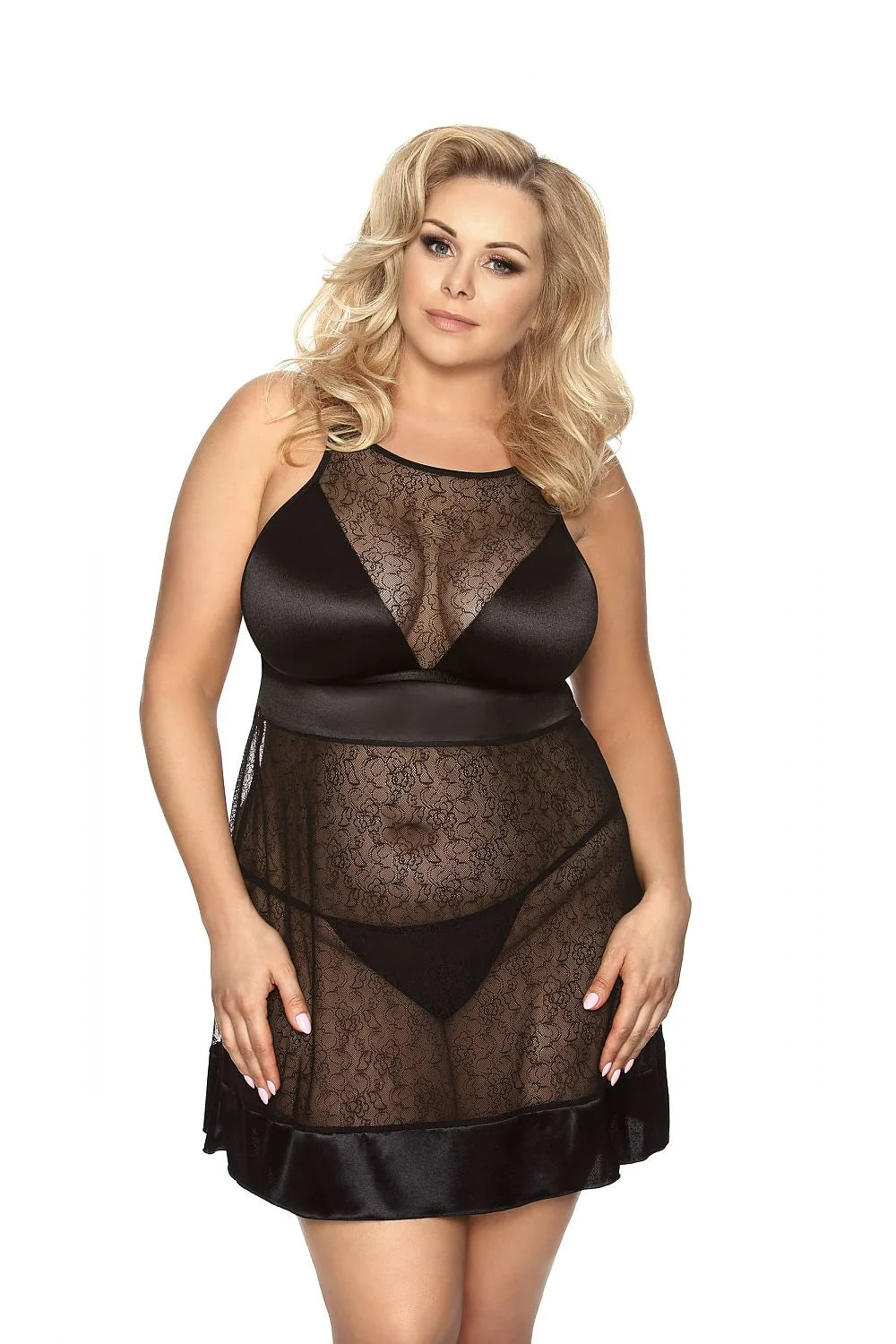 Ensemble de lingerie sexy Anais nuit séduisant élégant dentelle noir taille ajustable femme grandes tailles