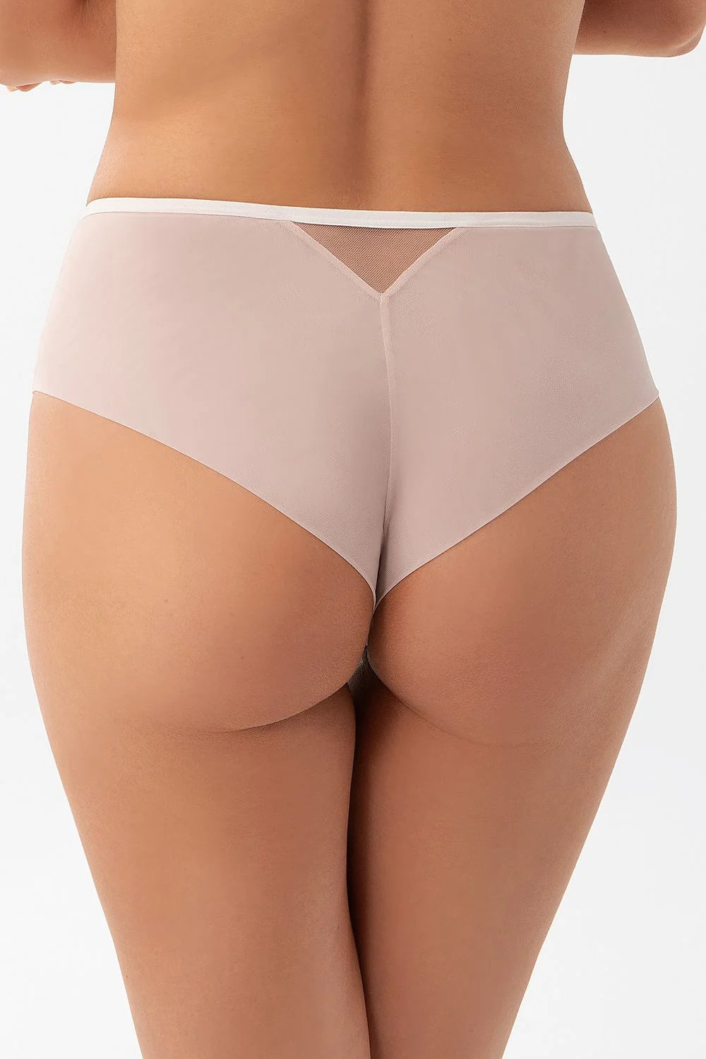 culotte brésilienne mihaute Gorsenia lingerie dentelle mesh nude rosé floral transparent tulle élastique fin anneau doré confort respirant
