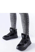Bottes montantes en cuir noir et textile,高舒适度, adhérence exceptionnelle, pour femmes, style urbain et sportif, idéales pour l'hiver, fermeture éclair latérale, confort maximal, design moderne, occasions multiples