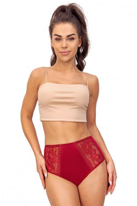 culotte femme taille haute viscose extensible douce élasthanne maintien galbe panneaux dentelle florale transparente dos couvert