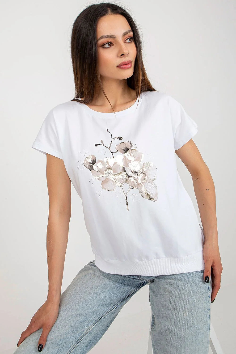 Chemisier floral artistique pour femmes en coton élasthanne manches courtes style casual occasion polyvalente