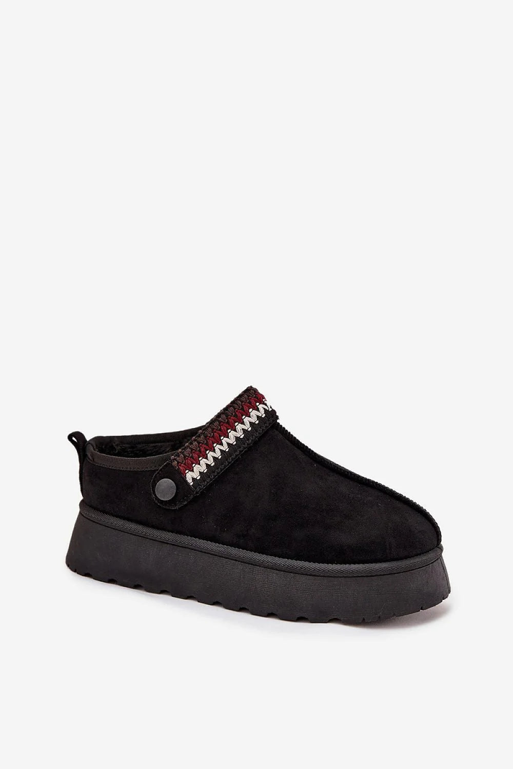 bottines neige femme suédine écologique plateforme stable semelle crantée épaisse bout arrondi bride brodée amovible doublure fourrure chaude confortable
