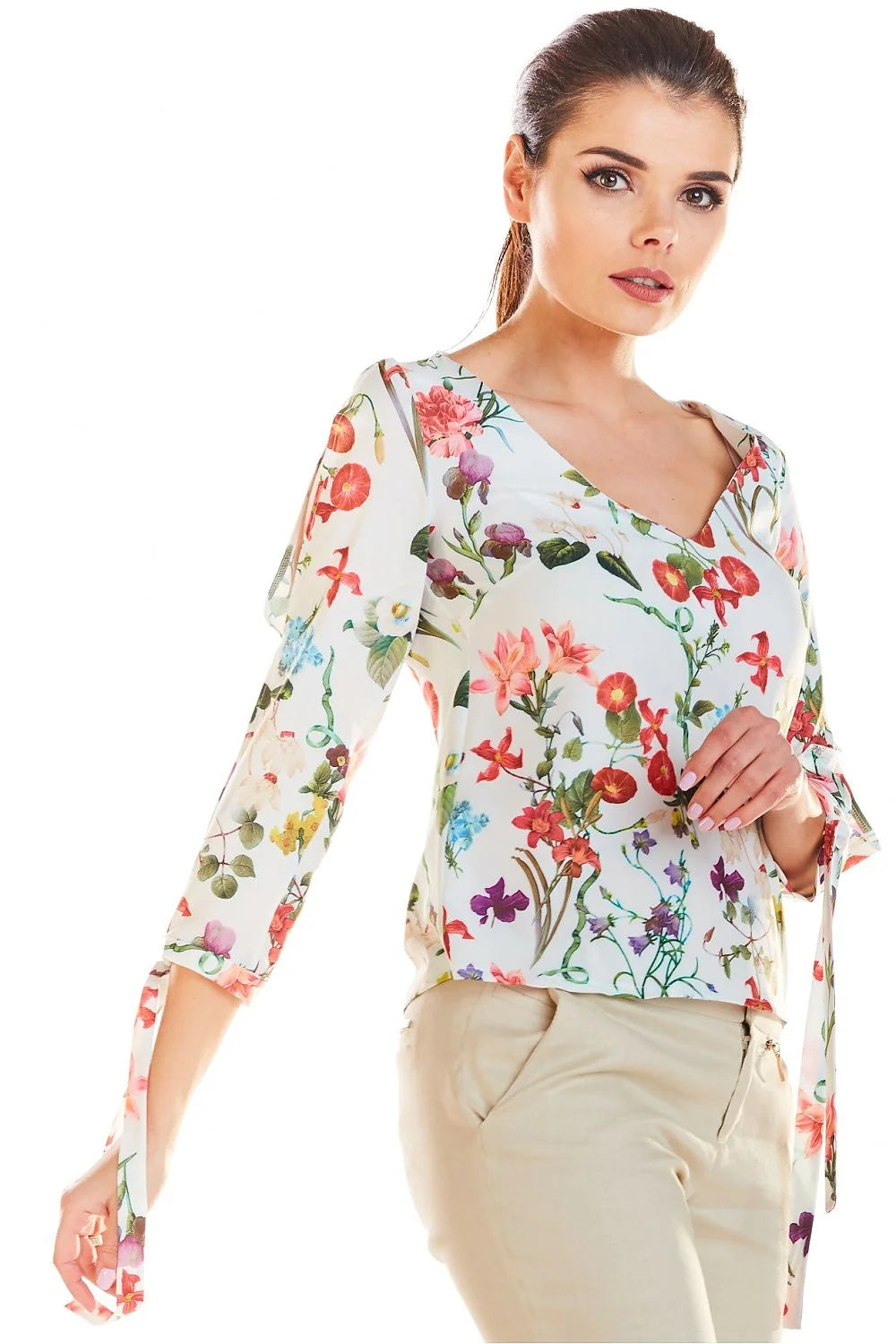 Chemisier en coton floral élégant sophistiqué pour femmes modernes bureau soirées manches décoratives silhouette sublime