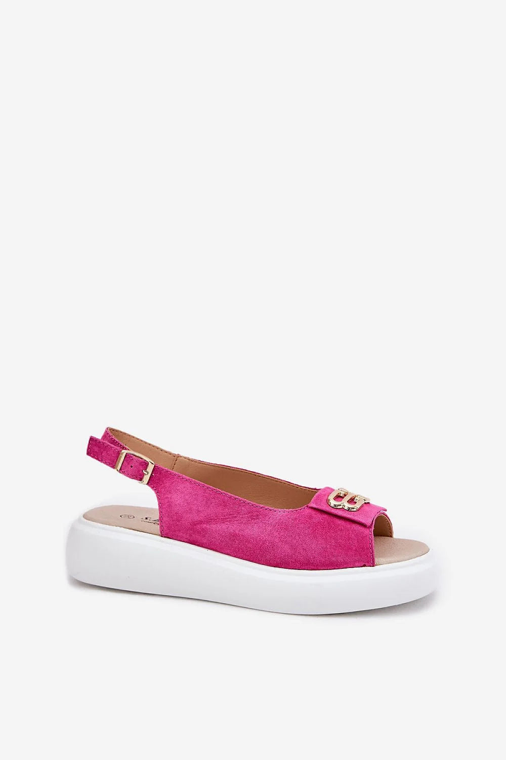 Sandales ouvertes modernes en daim rose fuchsia, plateforme épaisse, boucle ajustable, semelle intérieure rembourrée, femmes, été, occasion décontractée
