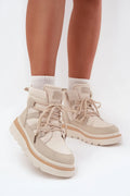 bottines femme montantes doublées fourrure intérieure plateforme crantée antidérapante lacets zip suédé cuir lisse beige col matelassé bride arrière élégante