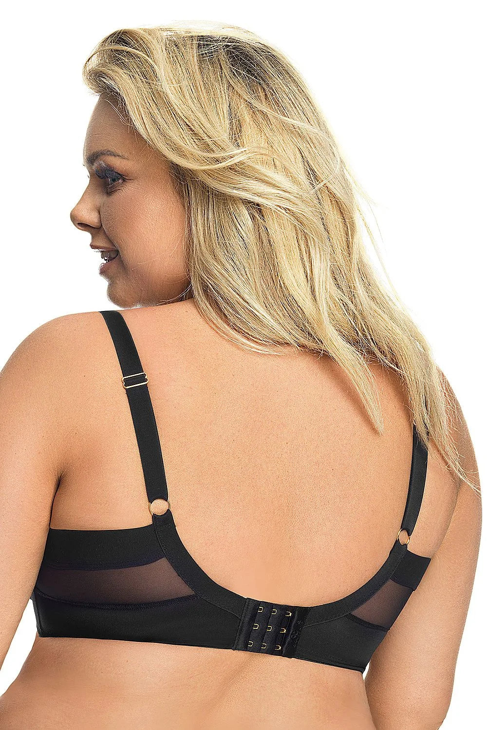 Soutien-gorge Gorsenia polyamide élasthanne noir armatures design moderne élégance confort bonnets structurés bretelles ajustables ornement glissière latérale diverses