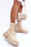 Bottes Step in style pour femmes, design moderne, plateforme massive, cuir écologique, style élégant, confort maximal, talon 8 cm, hauteur tige 17 cm, couleurs neutres, look urban, occasion quotidienne, soirée, fashion, tendance