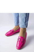 Mocassins femmes style classique contemporain couleur rose fuchsia cuir écologique doublure mousse boucle plastique printemps été occasion quotidienne
