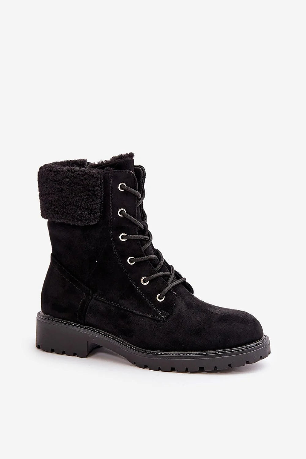 Bottes pour femmes design moderne robuste daim doux fourrure noire confort hiver polyvalence quotidienne