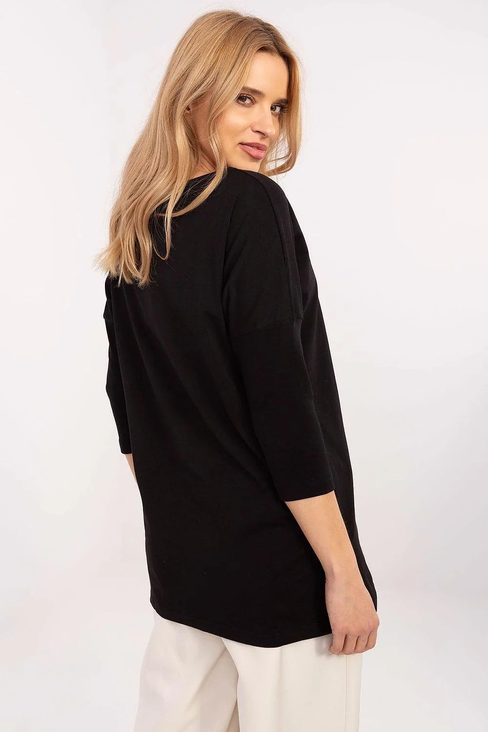 Chemisier Femme à Manches 3/4 en Coton Élasthanne, Coupe Allongée, Imprimé Animal, Taille Polyvalente, Confort Maximisé