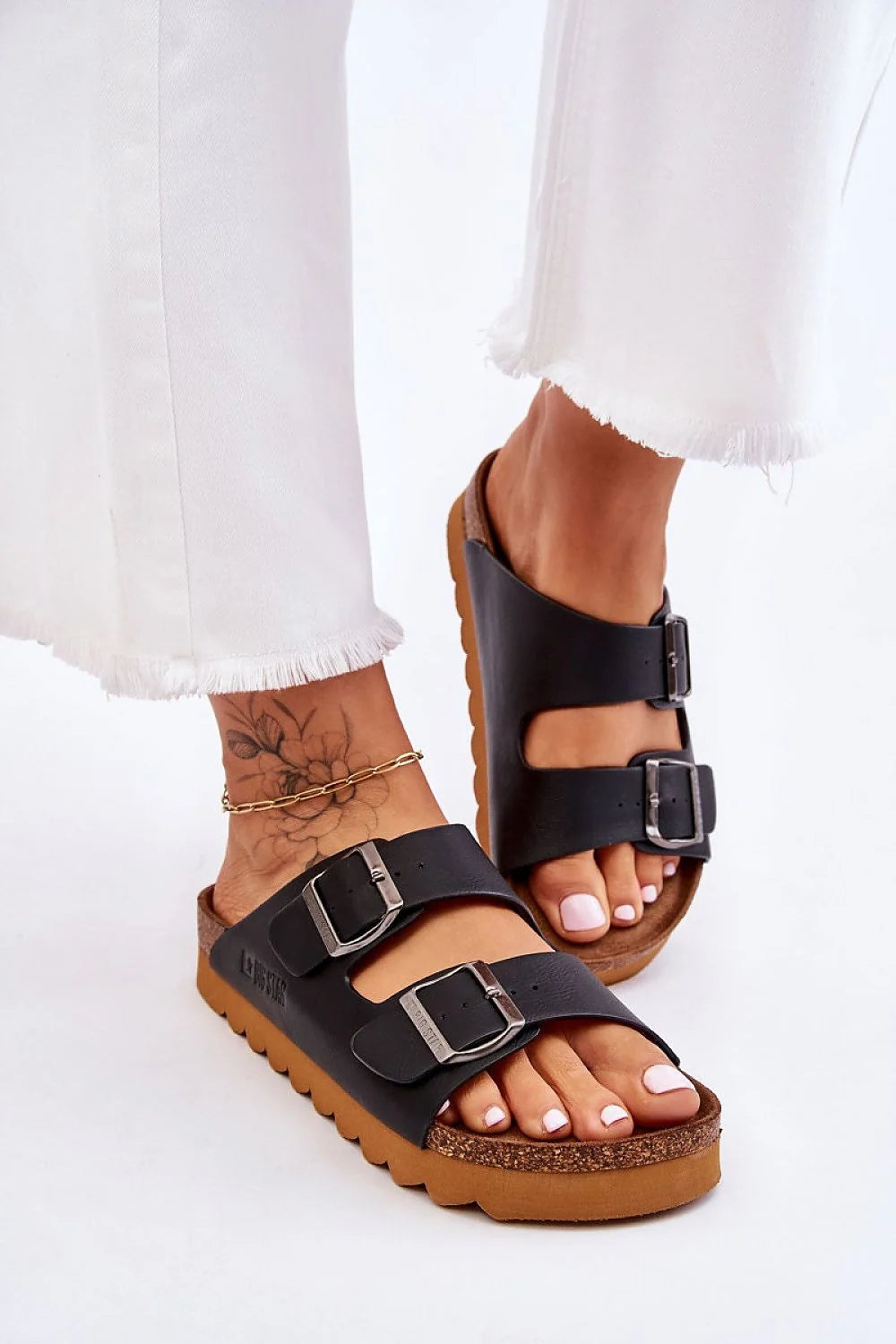 Sandales femmes style décontracté chic double bride ajustable cuir artificiel semelle liège confortable polyvalente occasion estivale