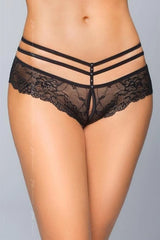 Culotte femme sexy dentelle noire taille basse bandes élastiques design audacieux String Soft Line Collection