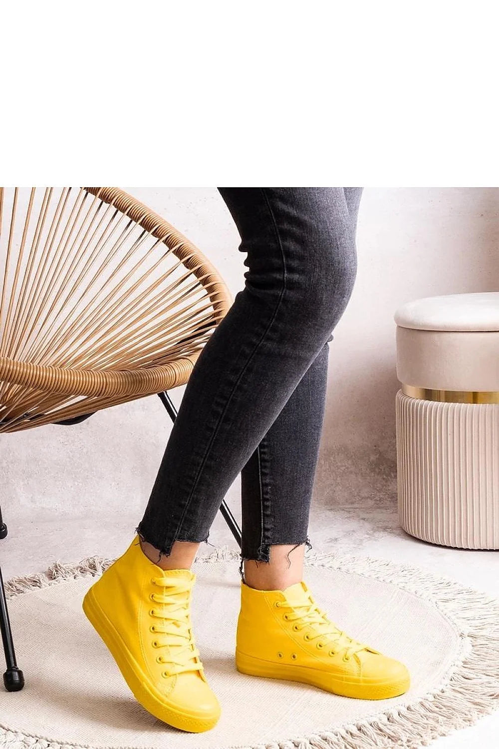 Baskets hautes jaunes Rafife style streetwear confortable femmes semelle caoutchouc design moderne ajustement parfait