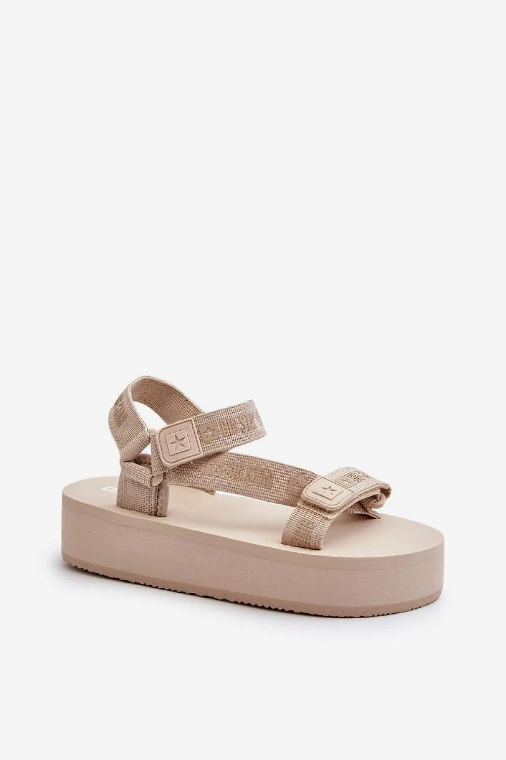 Sandales plates-forme Velcro femmes style sport design moderne beige confort été