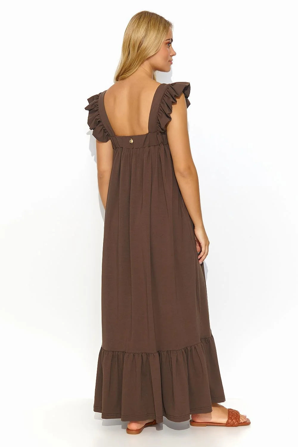 Robe de jour Makadamia longue bretelles larges volants poches latérales coton décontractée féminine occasion多种