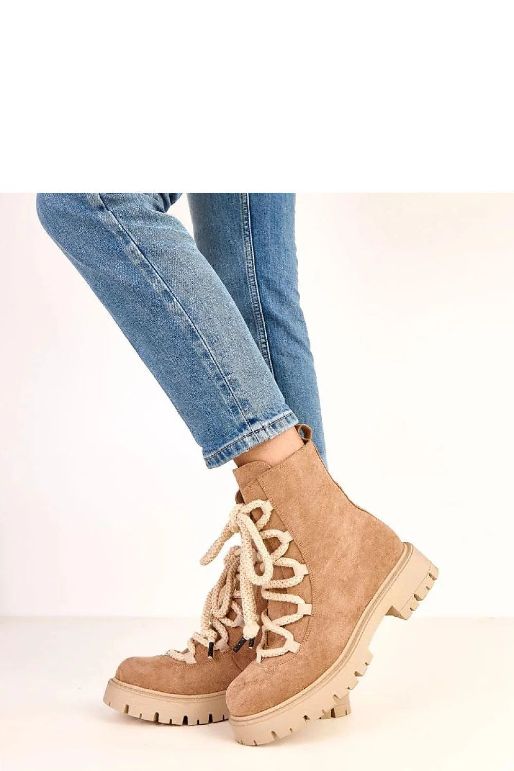 bottines femme cuir suédé écologique camel style rangers biker lacets épais corde fermeture éclair latérale semelle crantée talon stable 4cm