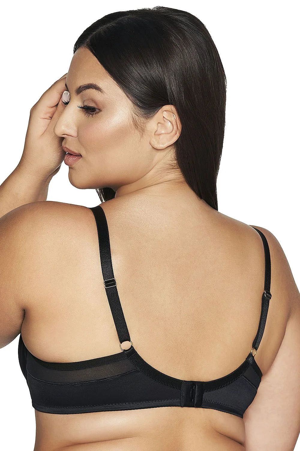 Soutien-gorge féminin élégant semi-rembourré dentelle noire confortable maintien excellent femmes poitrine forte ajustement parfait
