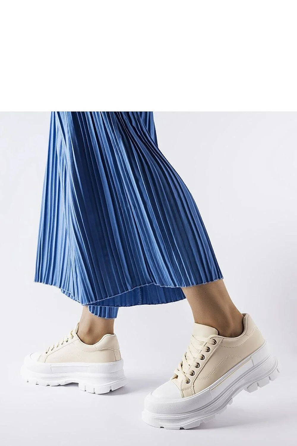 Baskets pour femmes en simili-cuir beige clair à plateforme haute semelle épaisse style moderne tendance