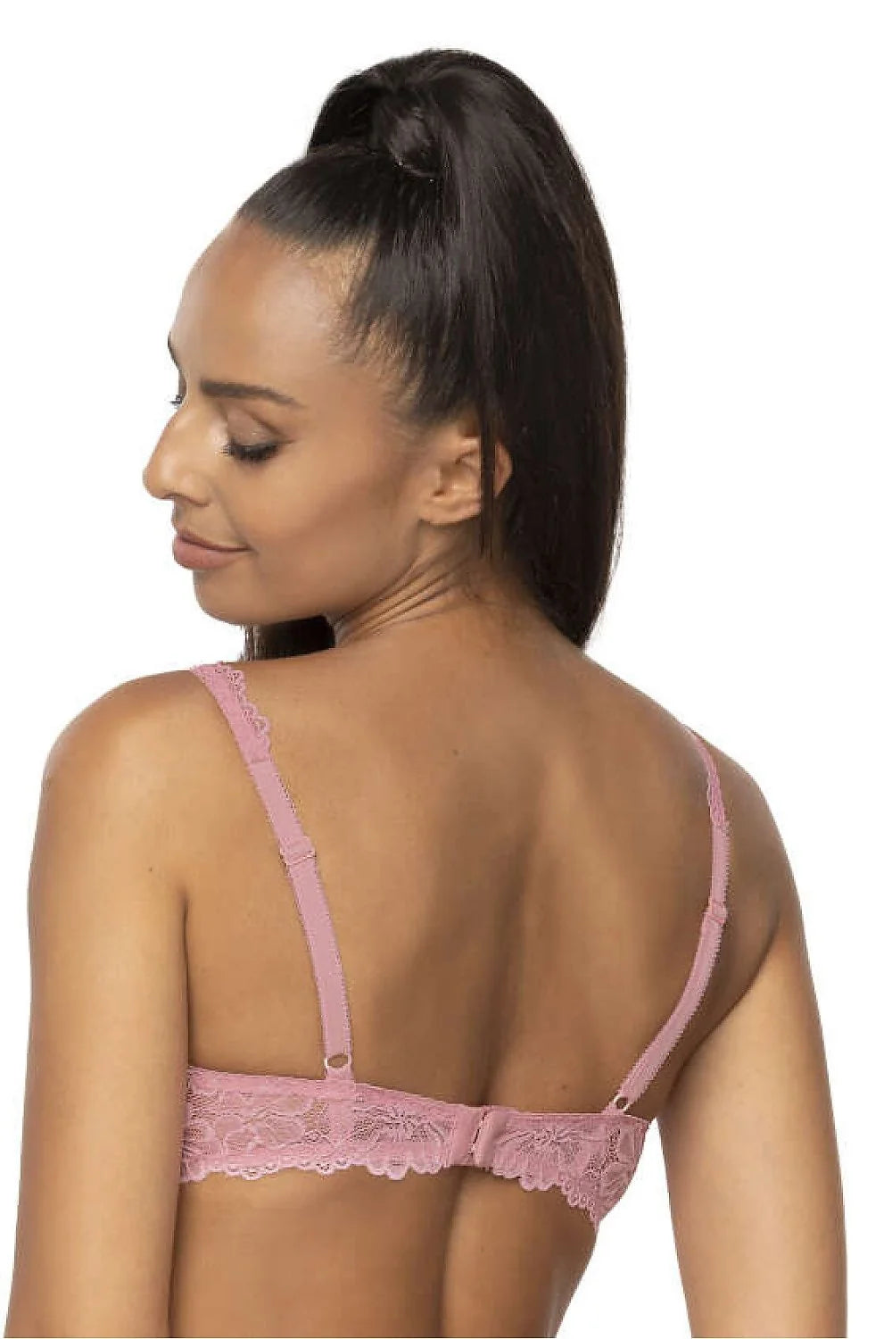 soutiengorge rembourré mat balconnet dentelle rose floral festonné coques légères armatures maintien bretelles réglables dos troispositions noeud discret féminine confortable
