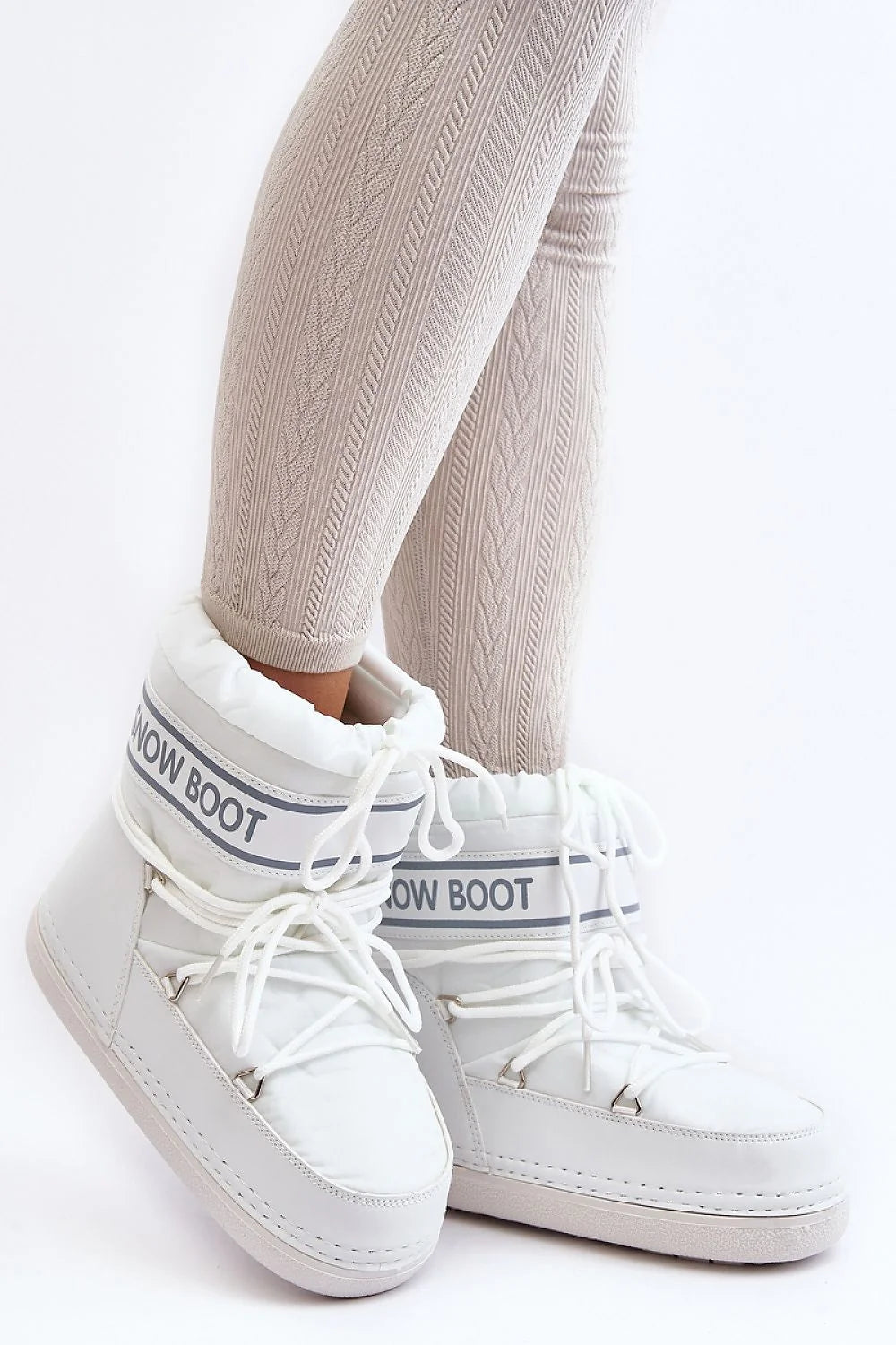 Bottes de neige Step in style pour femme, blanc, motif cuir, design moderne, confort, hiver, ville, randonnée, style élégant, look tendance