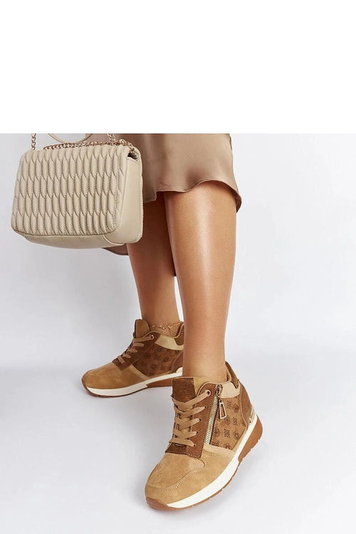 baskets compensées brunes Knoxville femme montantes suède cuir écologique textile monogramme zip latéral semelle blanche plateau discret doré confort durabilité