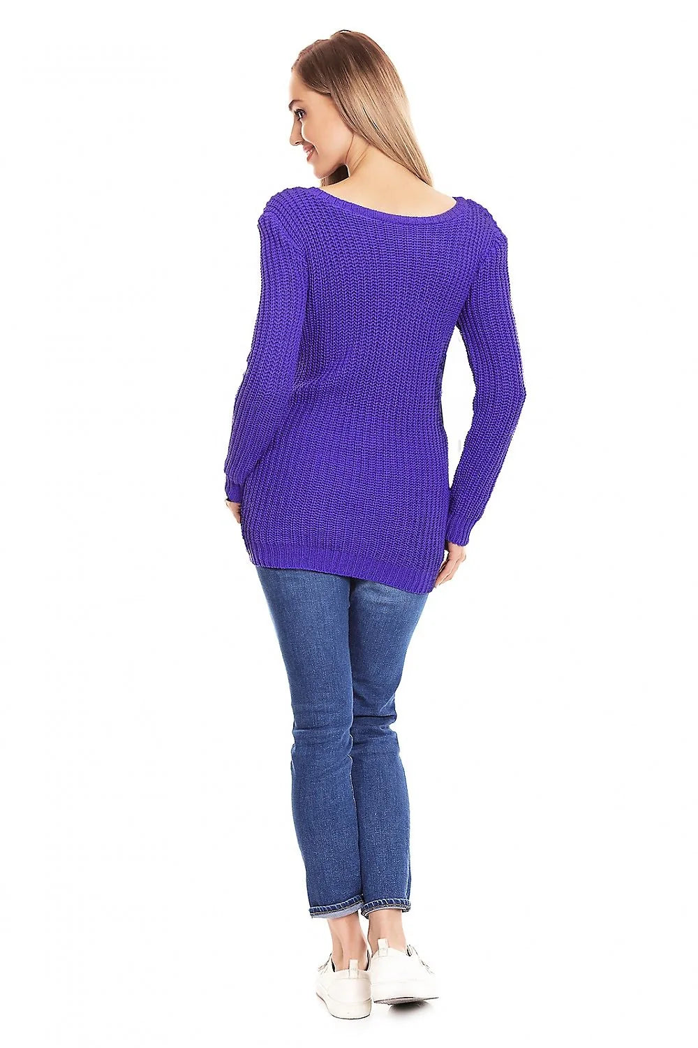 Pull grossesse tricoté maille épaisse encolure bateau motifs géométriques couleur bordeaux élasthanne polyester viscose femme