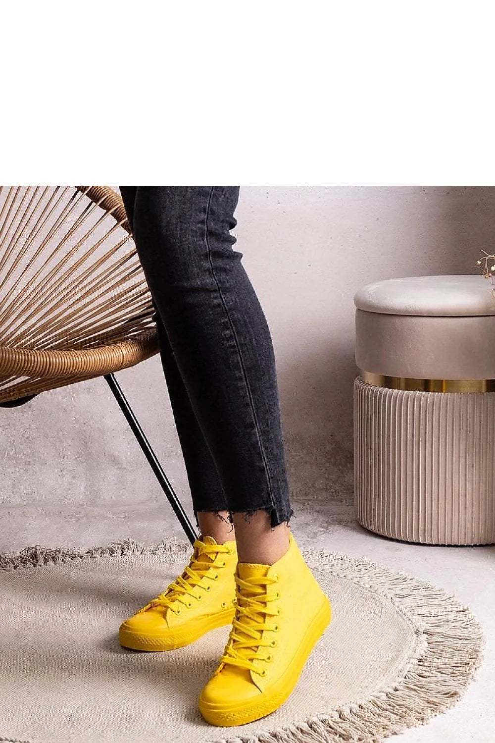 Baskets hautes jaunes Rafife style streetwear confortable femmes semelle caoutchouc design moderne ajustement parfait
