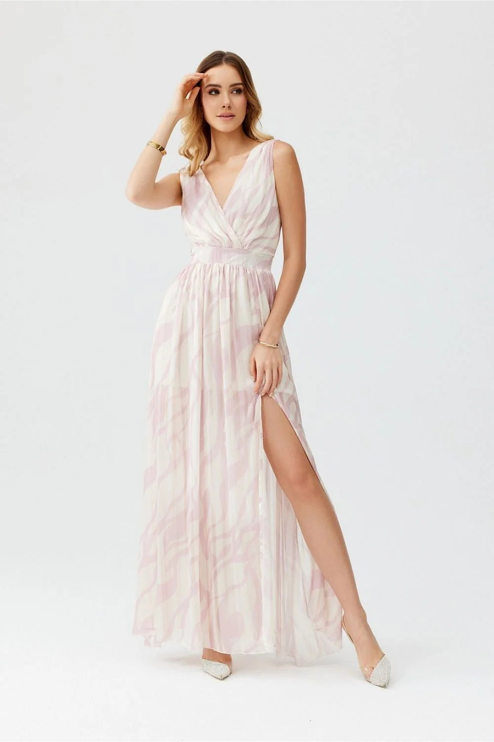 Robe de jour élégante longue sans manches décolleté dos nu couleur pastel robe été femme style fluide