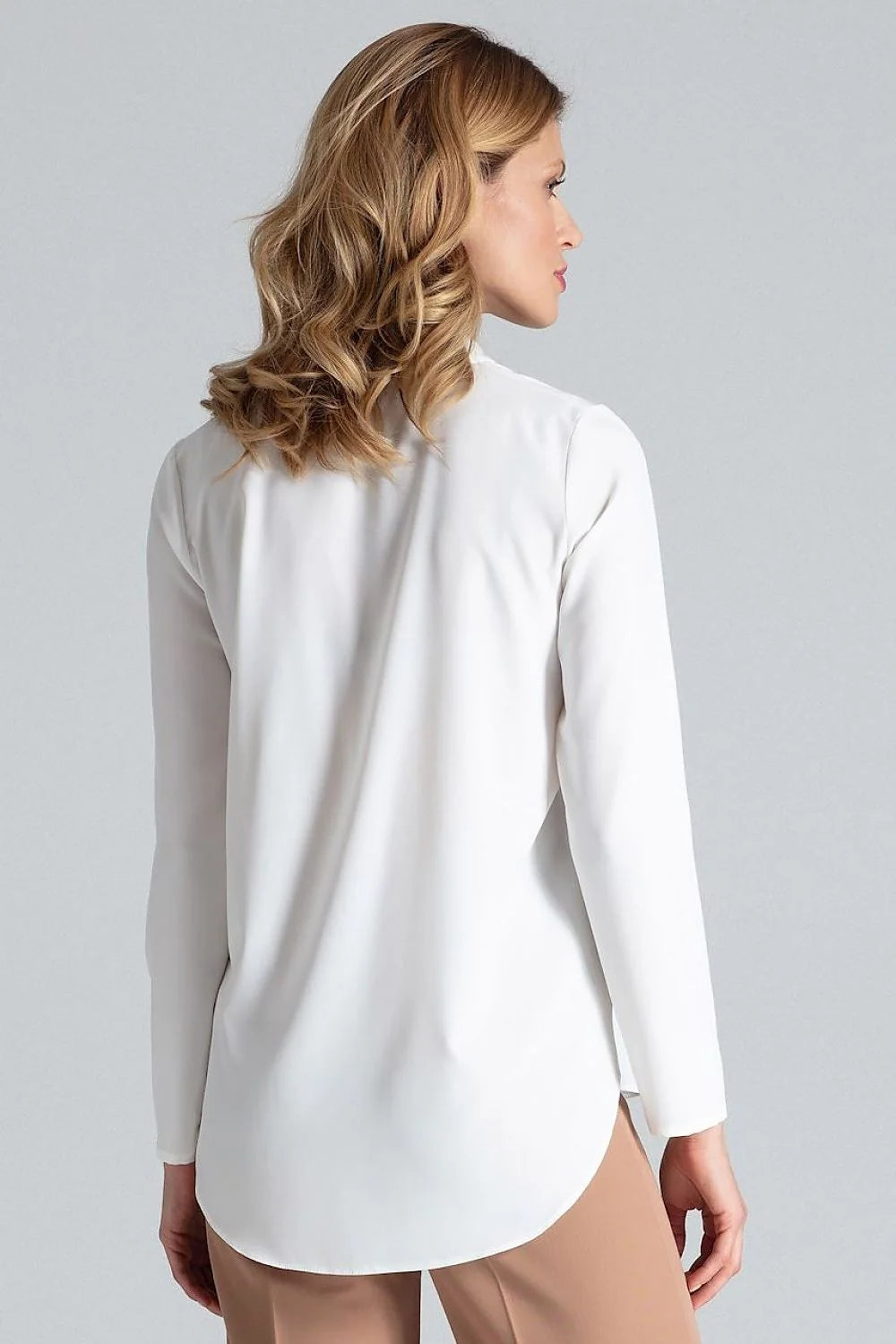 Chemisier Figl élégant imprimé animal végétal couleurs naturelles manches longues col droit femme polyester élasthanne
