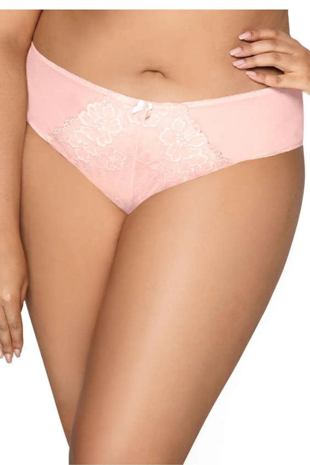 Culottes dentelle florale femme rose clair taille mi-haute style élégant coupe classique maintien optimal lingerie sexy