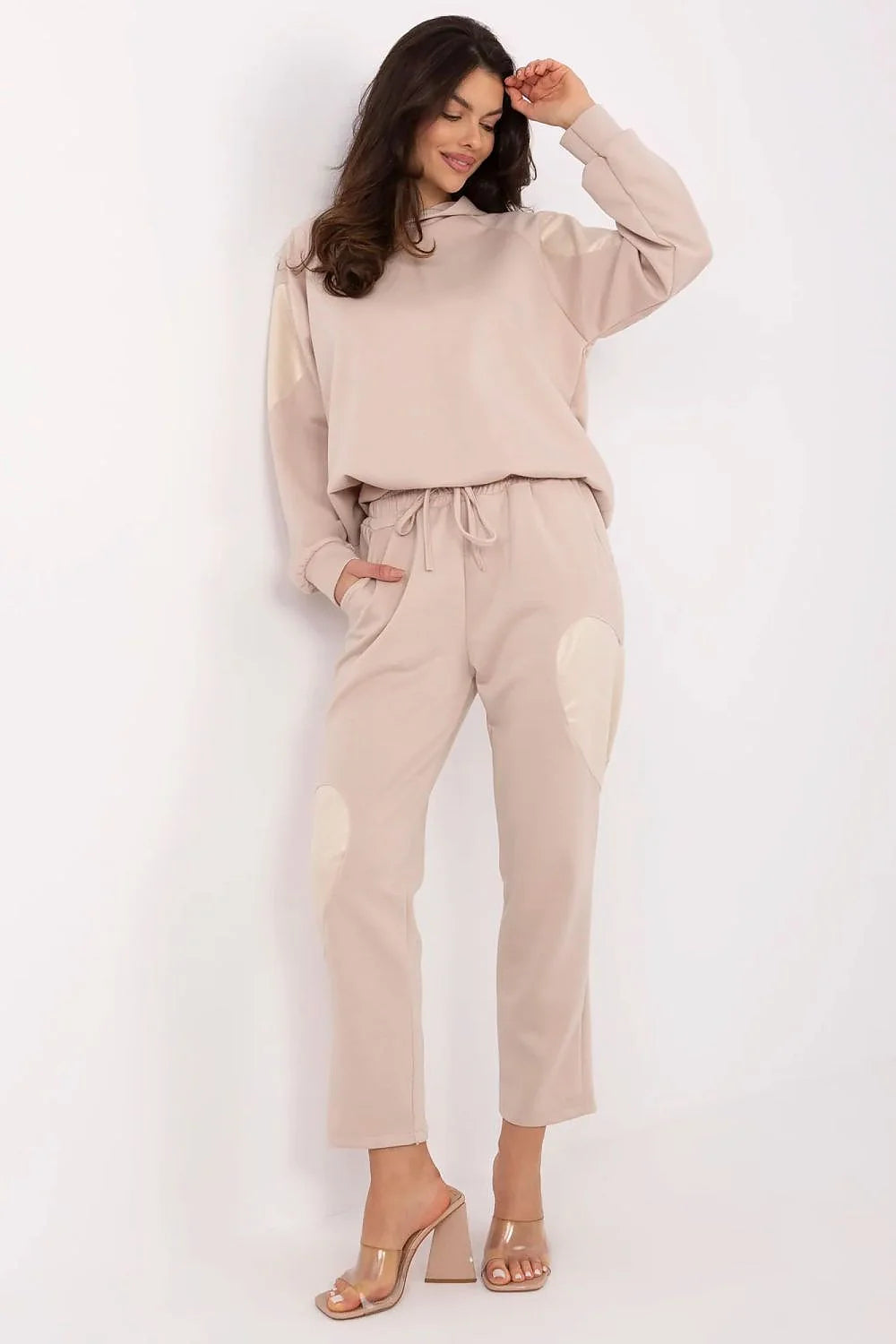 Ensemble Casual Femme Italy Moda Sweat Capuche Pantalon Taille Haute Coton Doux Confort Minimaliste