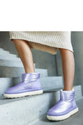 Bottines de neige modernes pour femmes couleur lavande douce, cuir synthétique, semelle épaisse, confort maximal