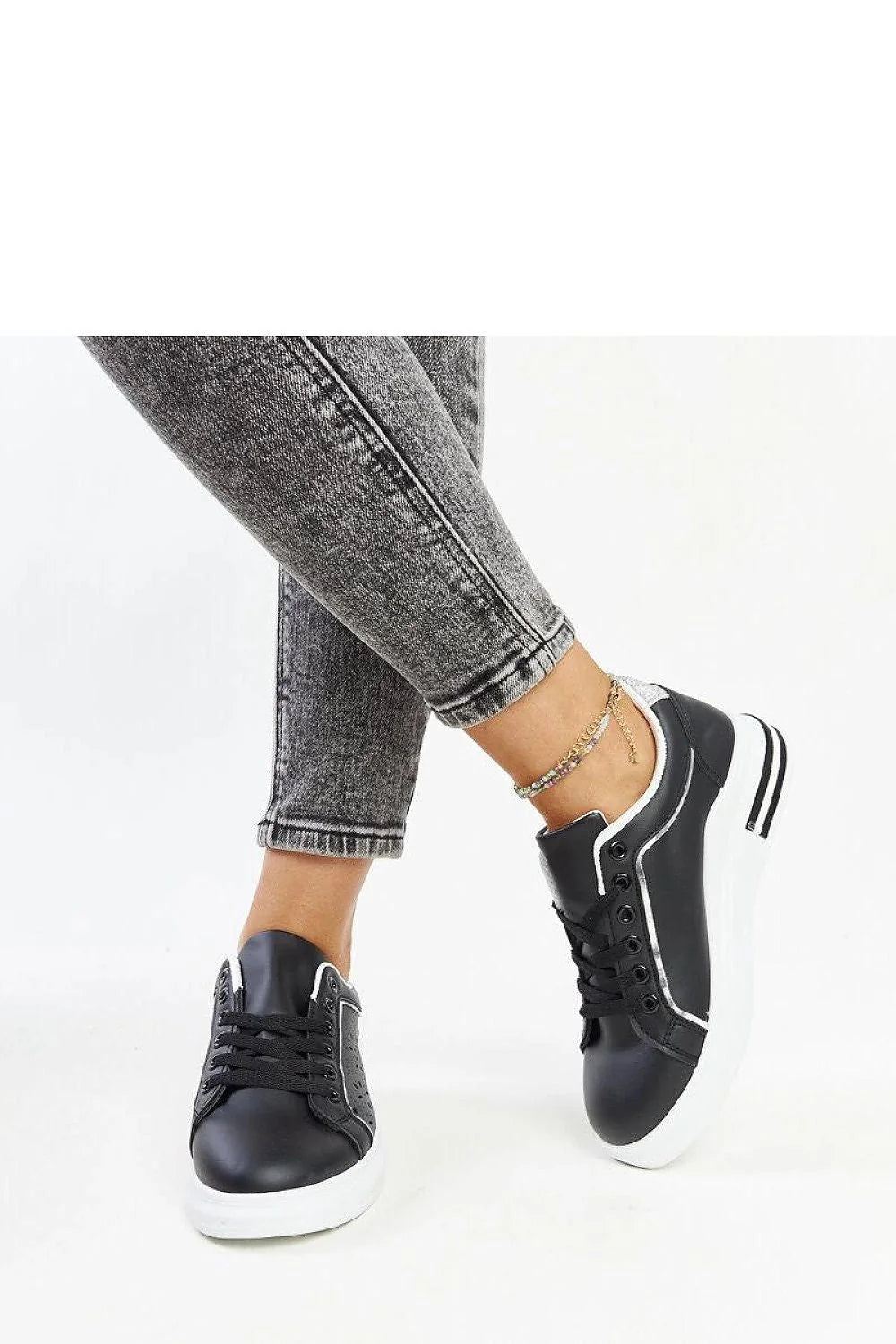Baskets pour femmes élégantes modernes设计 classique noir blanc perforations paillettes confortable occasion quotidienne sortie soirée