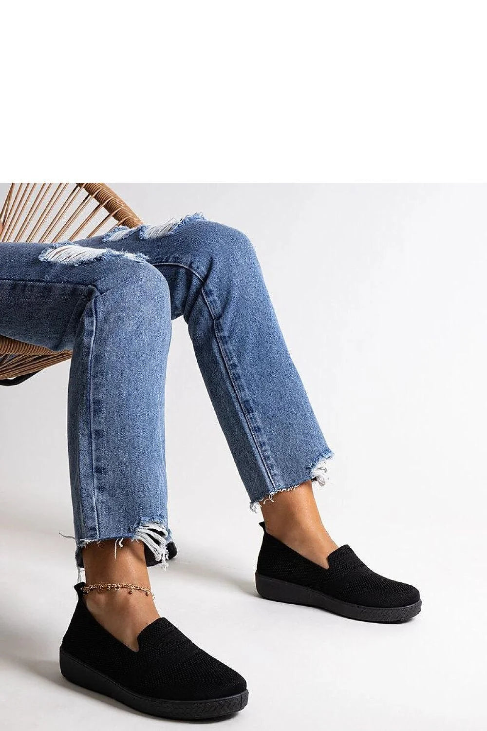 mocassins femmes noirs maille tricotée respirante confortables coupe basse sans lacets semelle antidérapante légère flexible maintien quotidien élégants