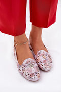 Mocassins femmes style élégant cuir écologique Talon plat design géométrique Pastel rose violet blanc occasion urbaine ou élégante