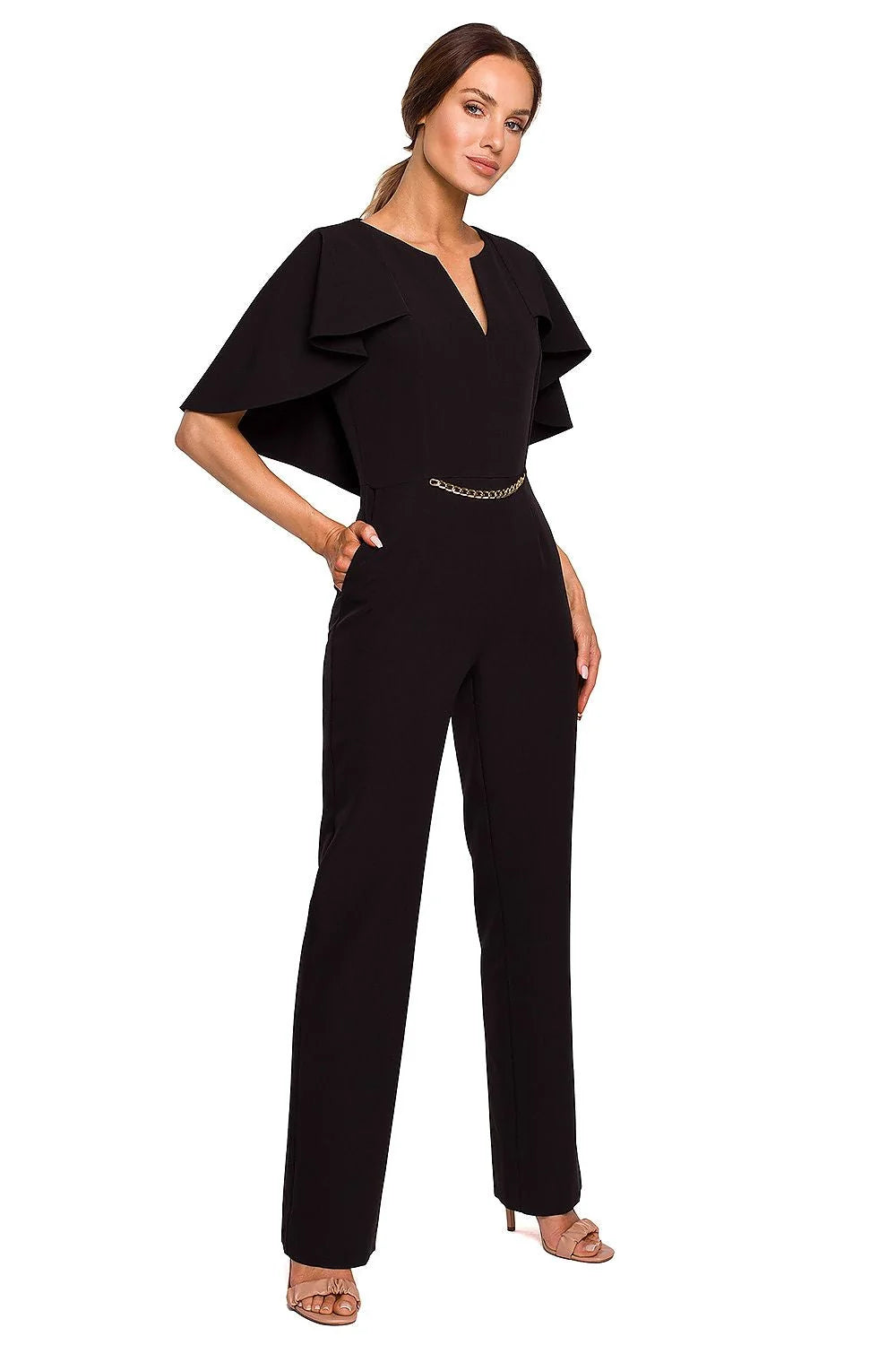 Combinaison femme polyester élégante vert vif chic ajustée chaîne soirée occasions spéciales mode