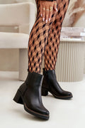Bottes élégantes pour femmes cuir noir talon carré haute qualité doublure polaire ajustée mode hiver automne