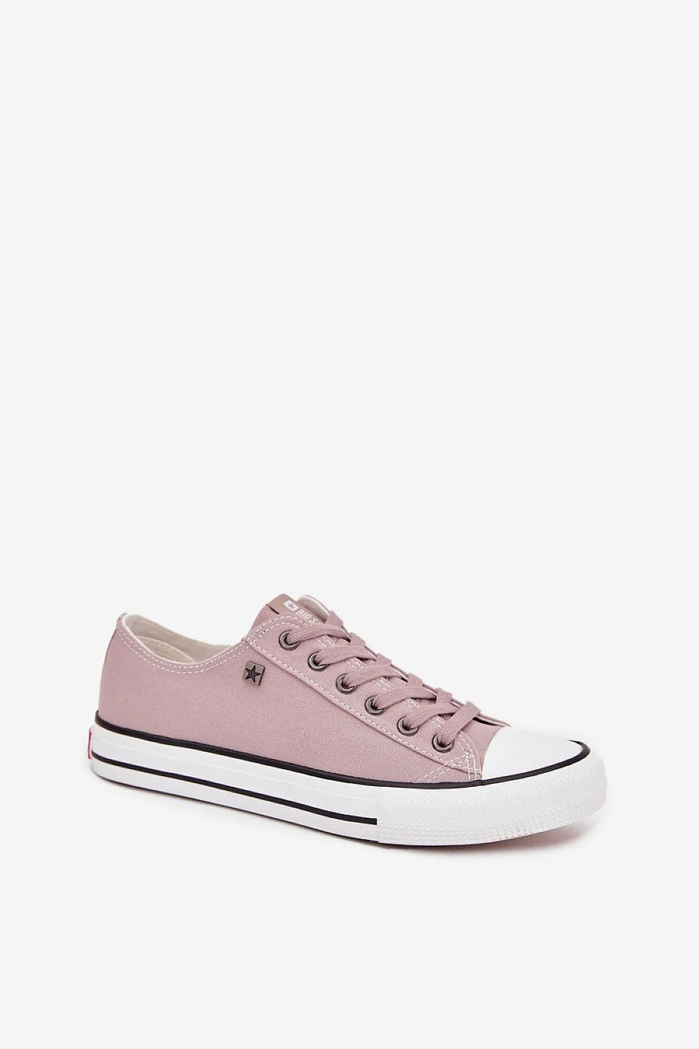 baskets basses femme toile rose poudré bout rond semelle caoutchouc épaisse antidérapante lacets métalliques rembourré discret logo Big Star