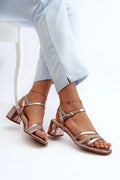 Sandales à talons Step in style en cuir artificiel rose doré pour femmes, style élégant, confortable, occasion estivale