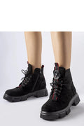 Bottines pour femme design moderne audacieux hauteur cheville talon ajustable cuir suédé noir accents rouge