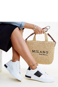 sneakers Solea basses blanches accents noirs strass semelle épaisse amortissante cuir similicuir confortable féminines polyvalentes casual chic urbaines élégantes